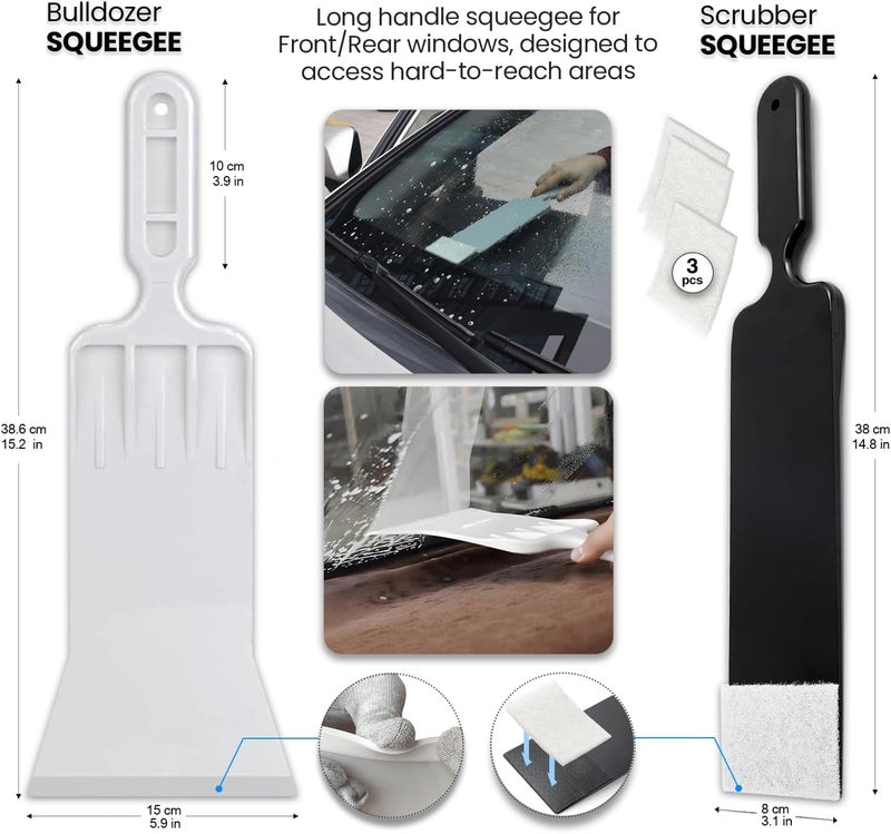 TRAYCLICKS Window Tint Tools kit Vinyl Wrap Tool for Car Tinting Windshield Back Window Squeegee Bulldozer Squeegee Scrubber Paddle Rubber for Car Wrapping PPF Film Installation Auto Tint Kit Professional - Image 2